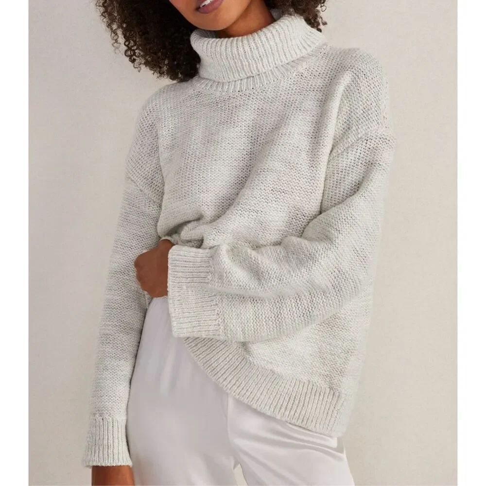 Haven Well Within blue Marled wool blend turtleneck sweater small